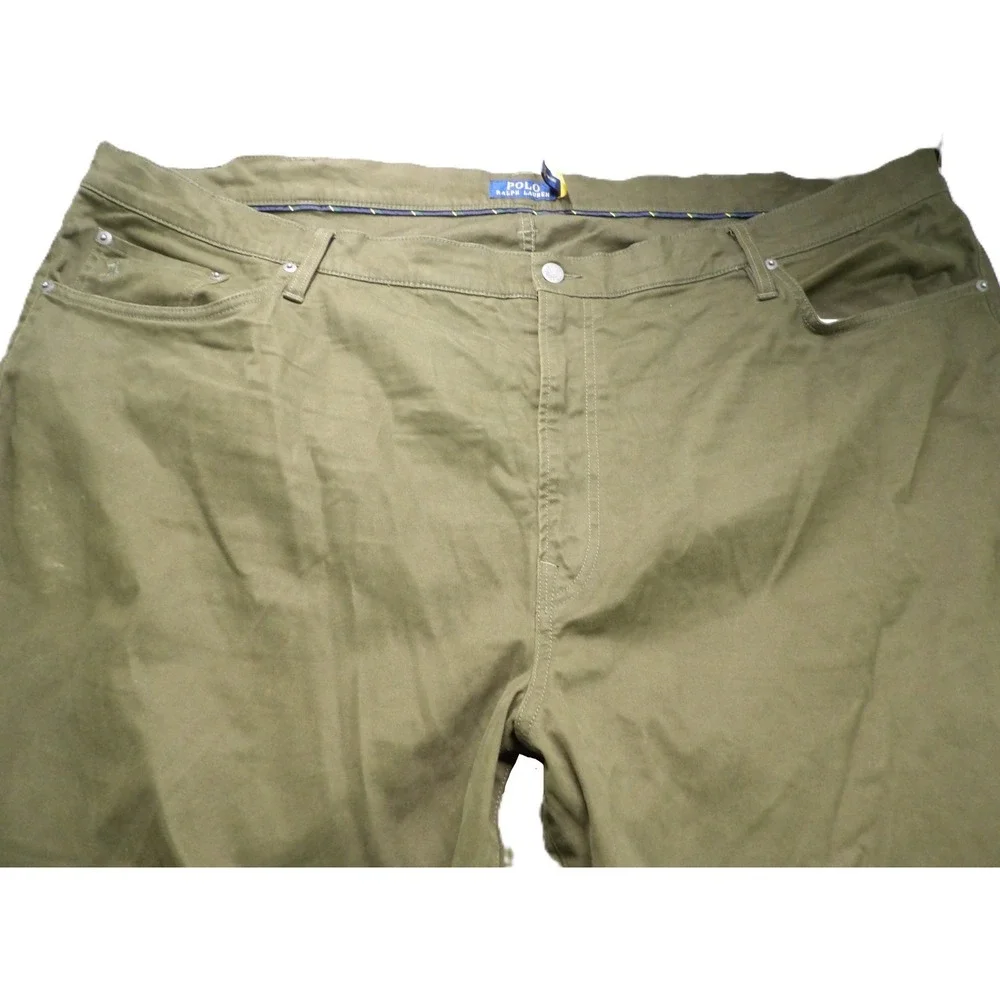 Polo Ralph Lauren Pants Men 50B Classic Fit Chino Olive Green Cotton Stretch Big